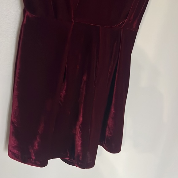 Burgundy Velvet Overalls - Picture 2 of 3